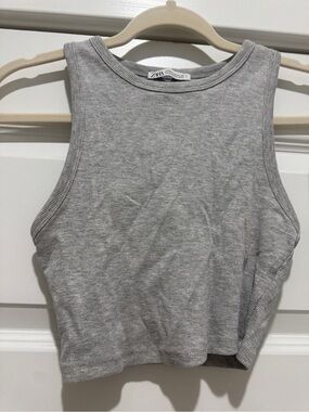 Zara Light Grey Ribbed Crop Tank